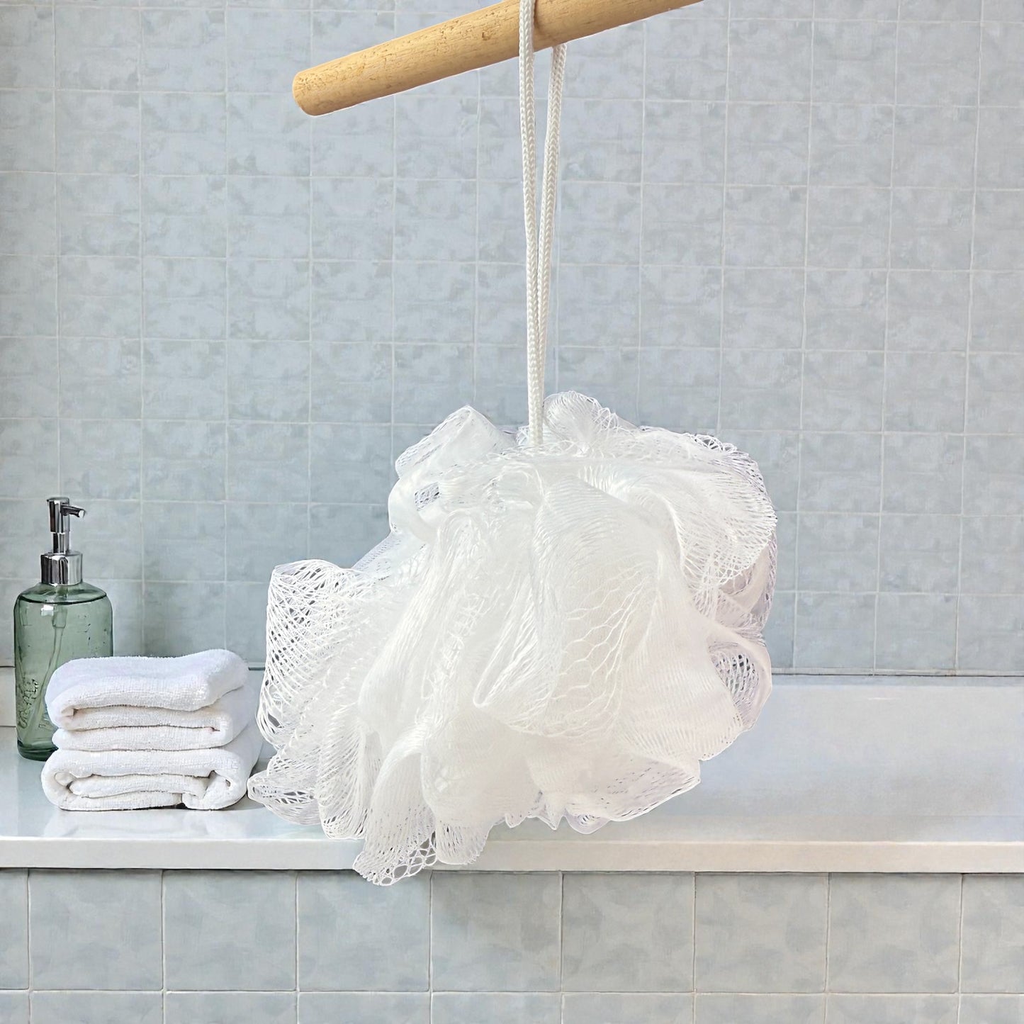 White Bath Pouf