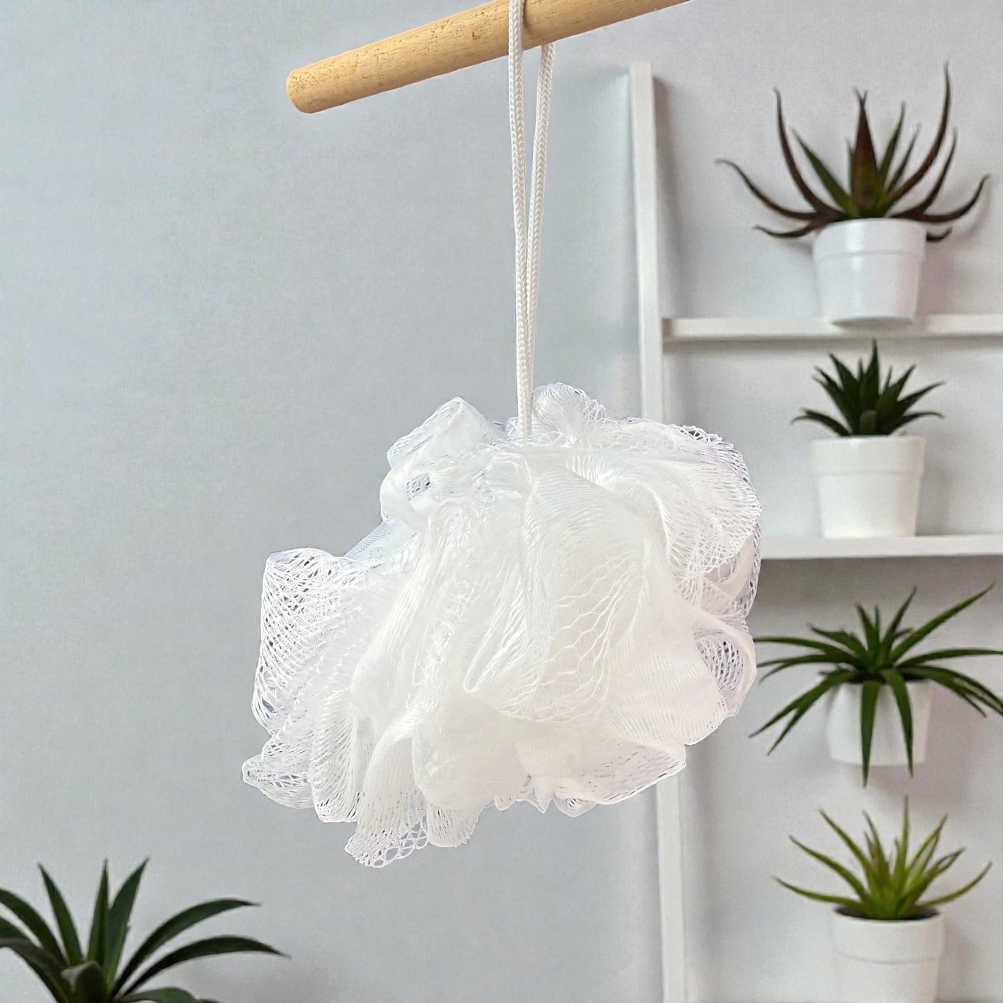 White Bath Pouf